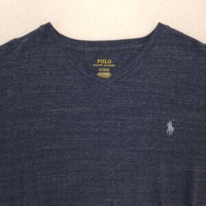 Polo Ralph Lauren V Neck Short Sleeve Shirt Mens Size Medium M Navy Blue